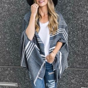 J.CREW Stripe Cape Scarf, Navy Ivory